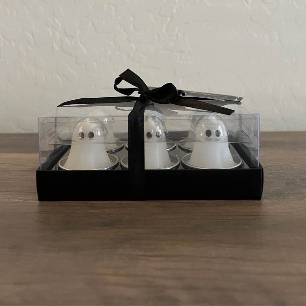 Mini Ghost Tea Light Candles 6pc Halloween Decor